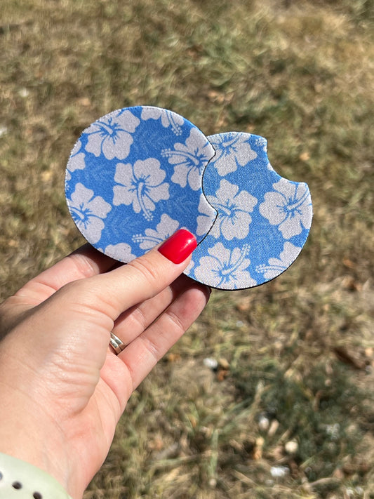 Blue Floral Car Coasters