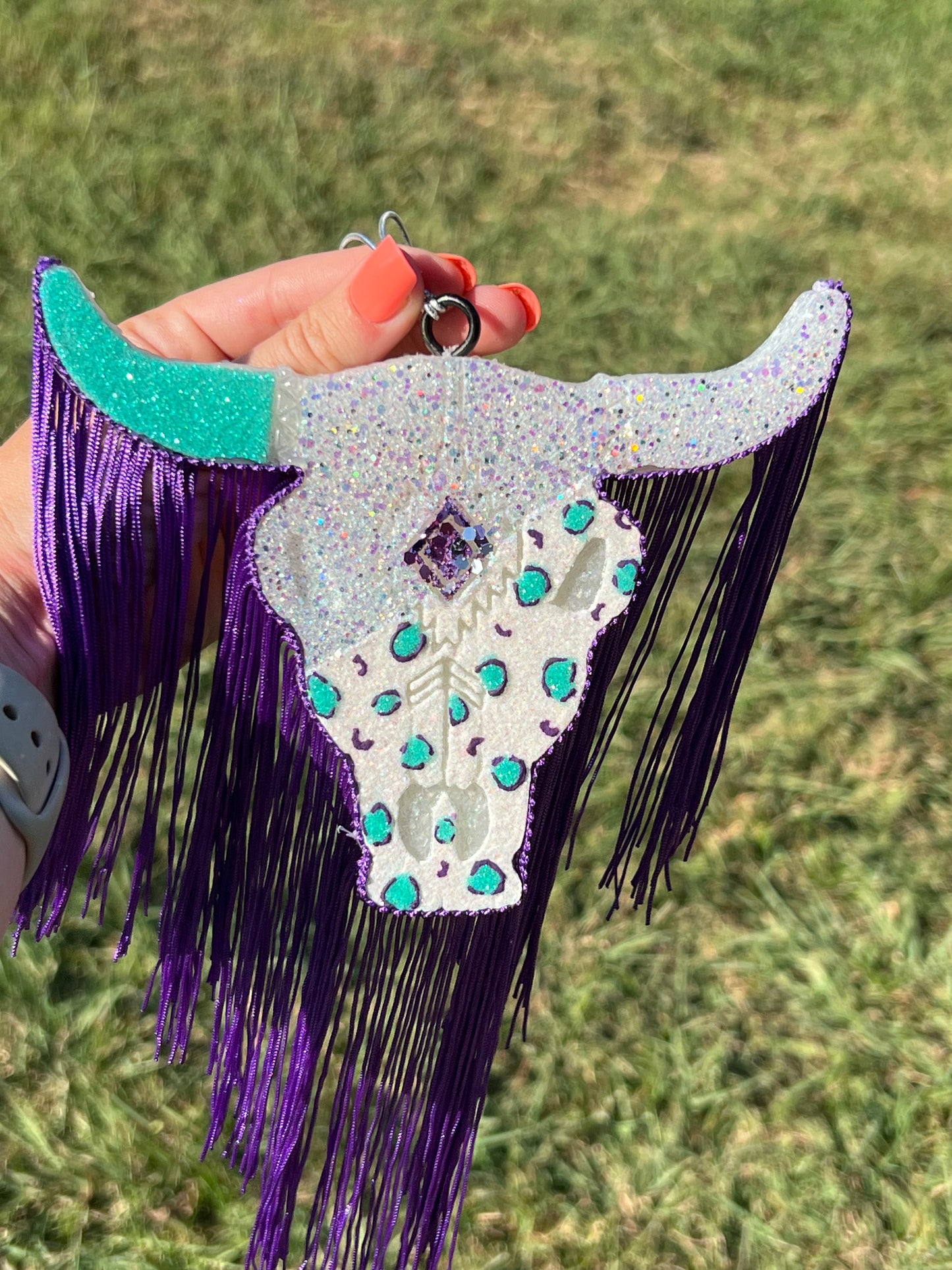 Teal/Purple Bull Skull Freshie