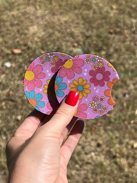 Pink with Daisies Car Coasters