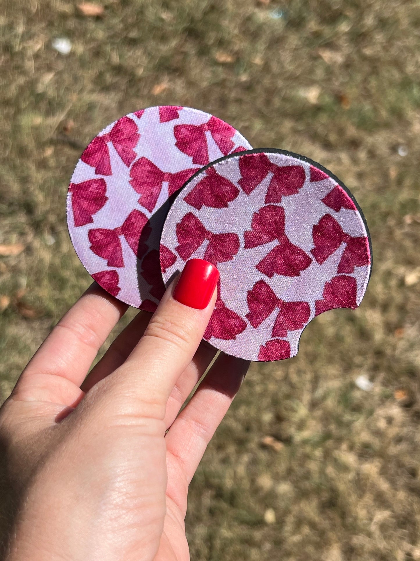 Pink Big Bows Car Coasters