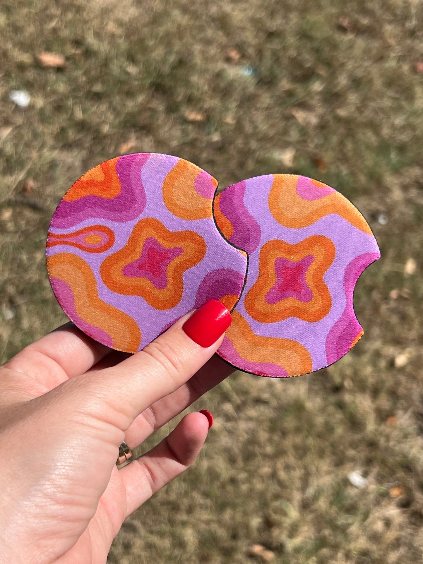 Colorful Wavy Stripes Car Coasters