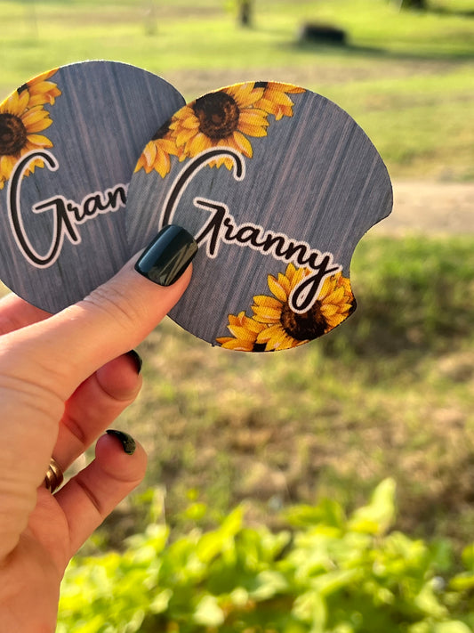 Sunflower Granny Car Coasters