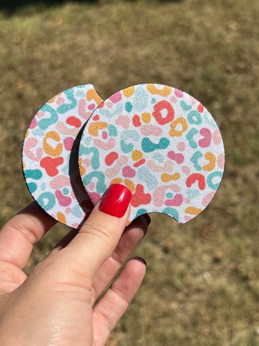 Colorful Leopard Car Coasters