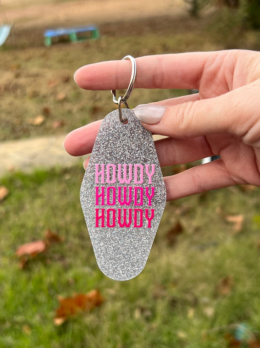 Stacked Howdy Motel Keychain