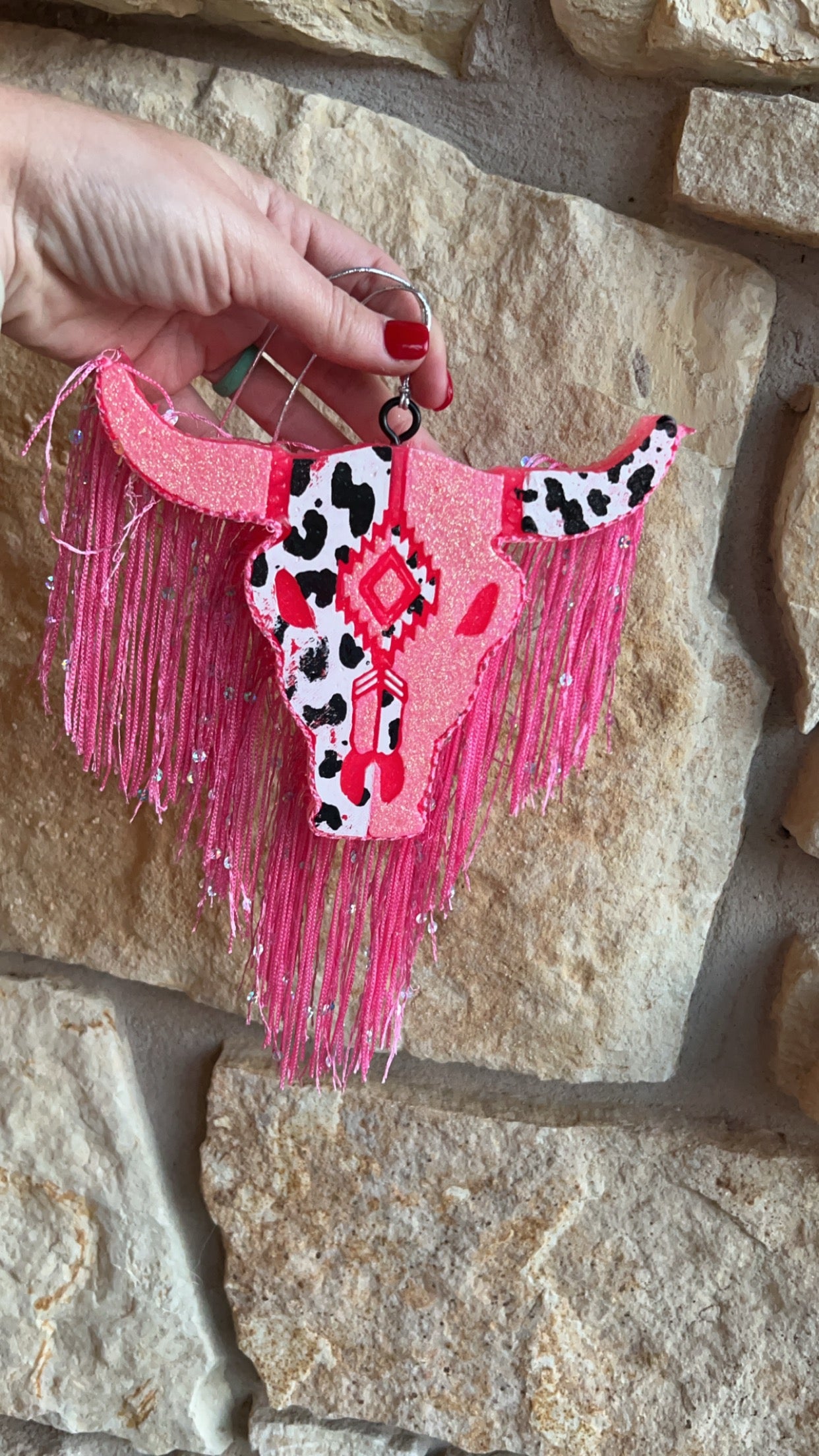 Hot Pink Bull Skull Freshie