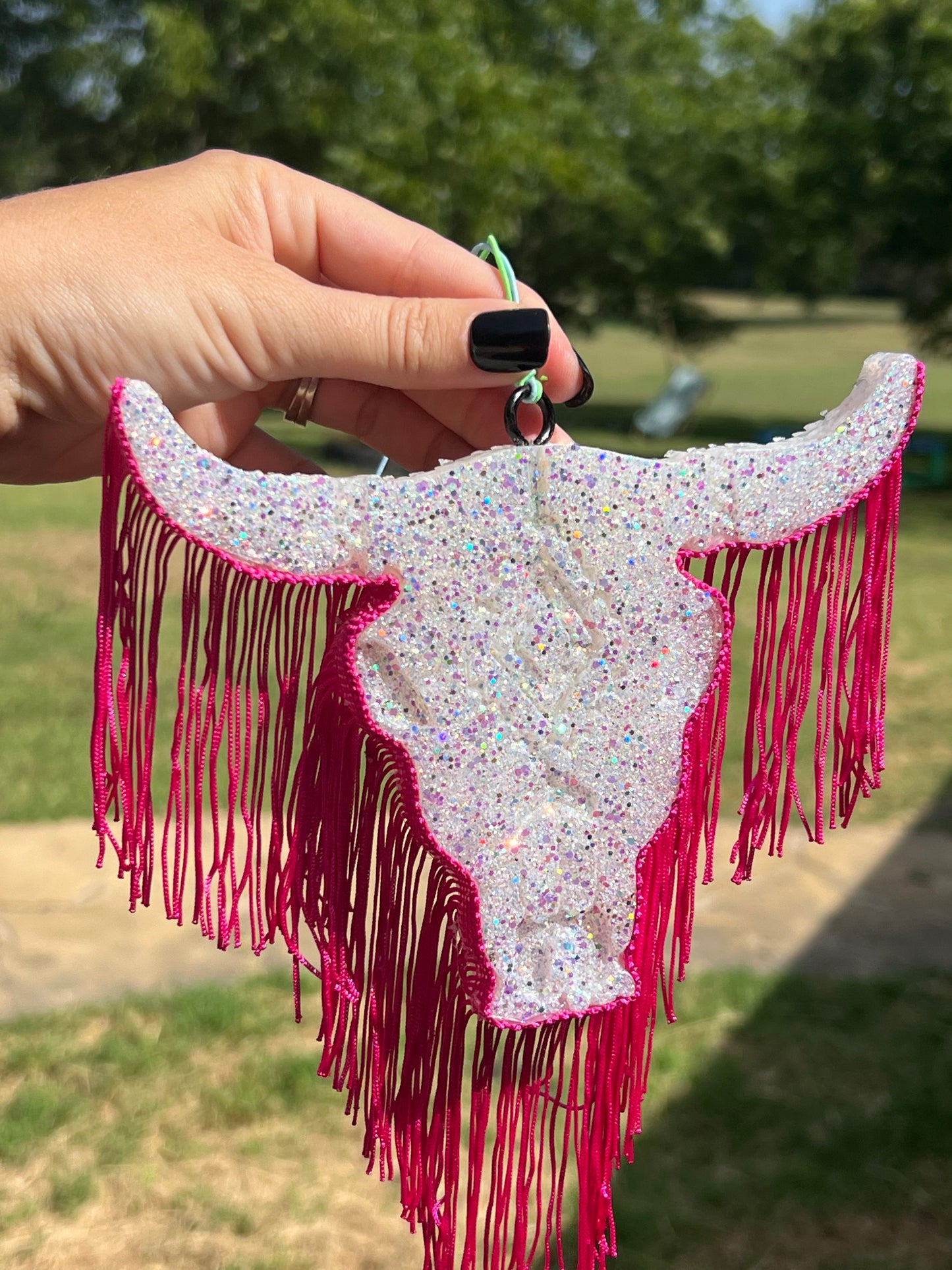 White with Purple Fringe Bull Skull Freshie