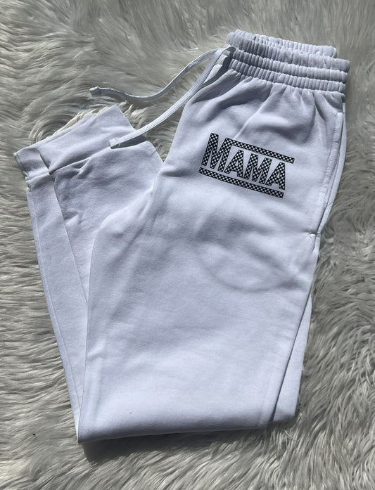 White Joggers with Mama on the Leg