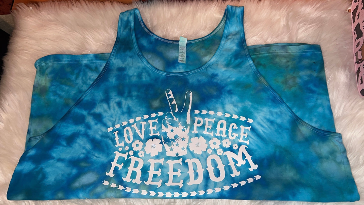 Love, Peace, & Freedom Tie Dye Tank