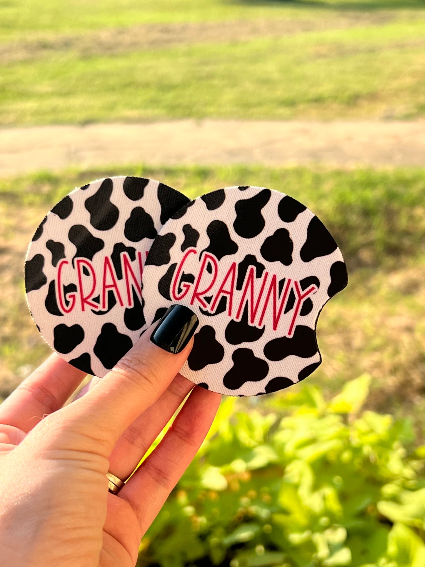 Granny Cow Car Coasters