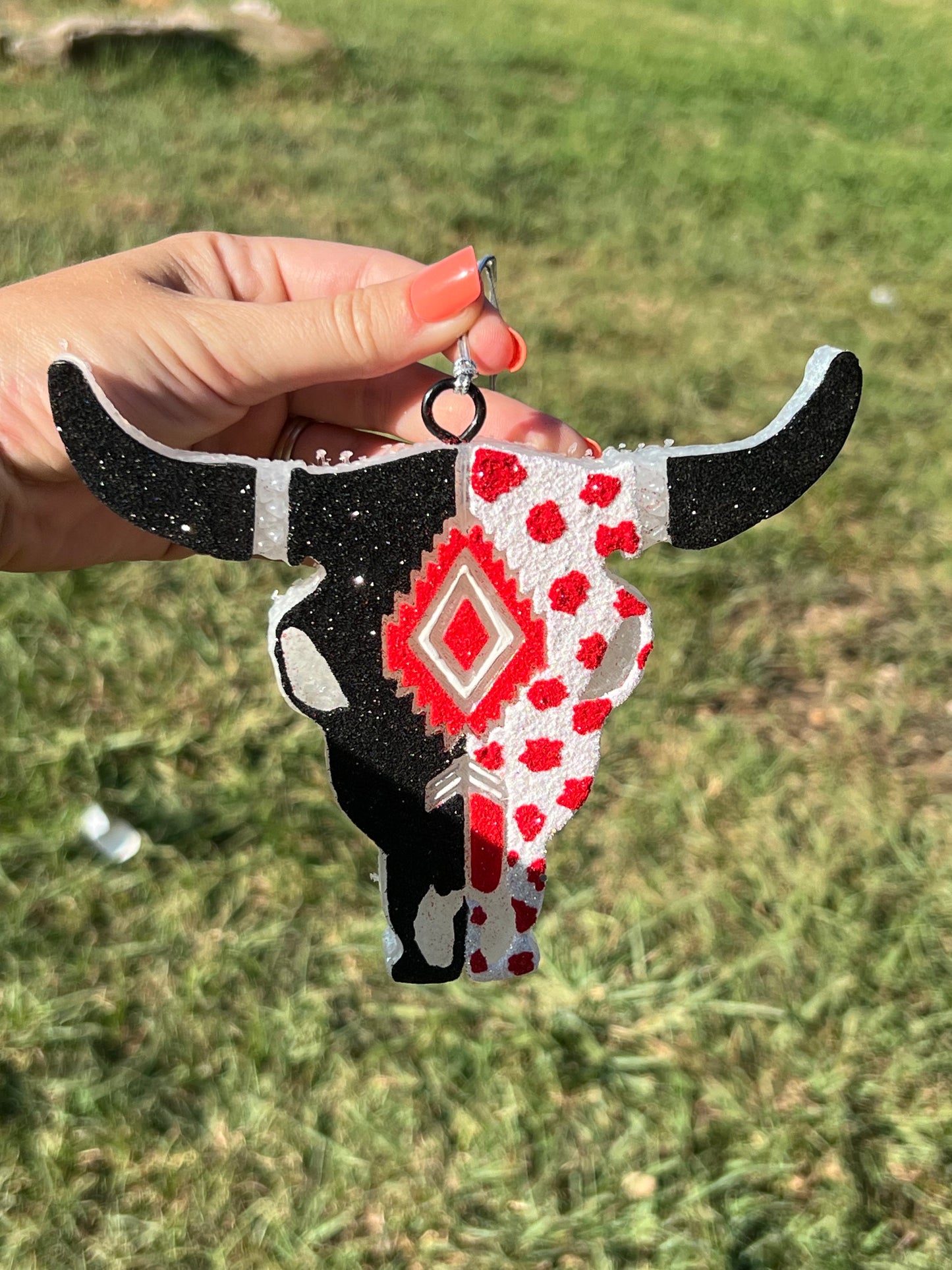 Red/Black Bull Skull Freshie