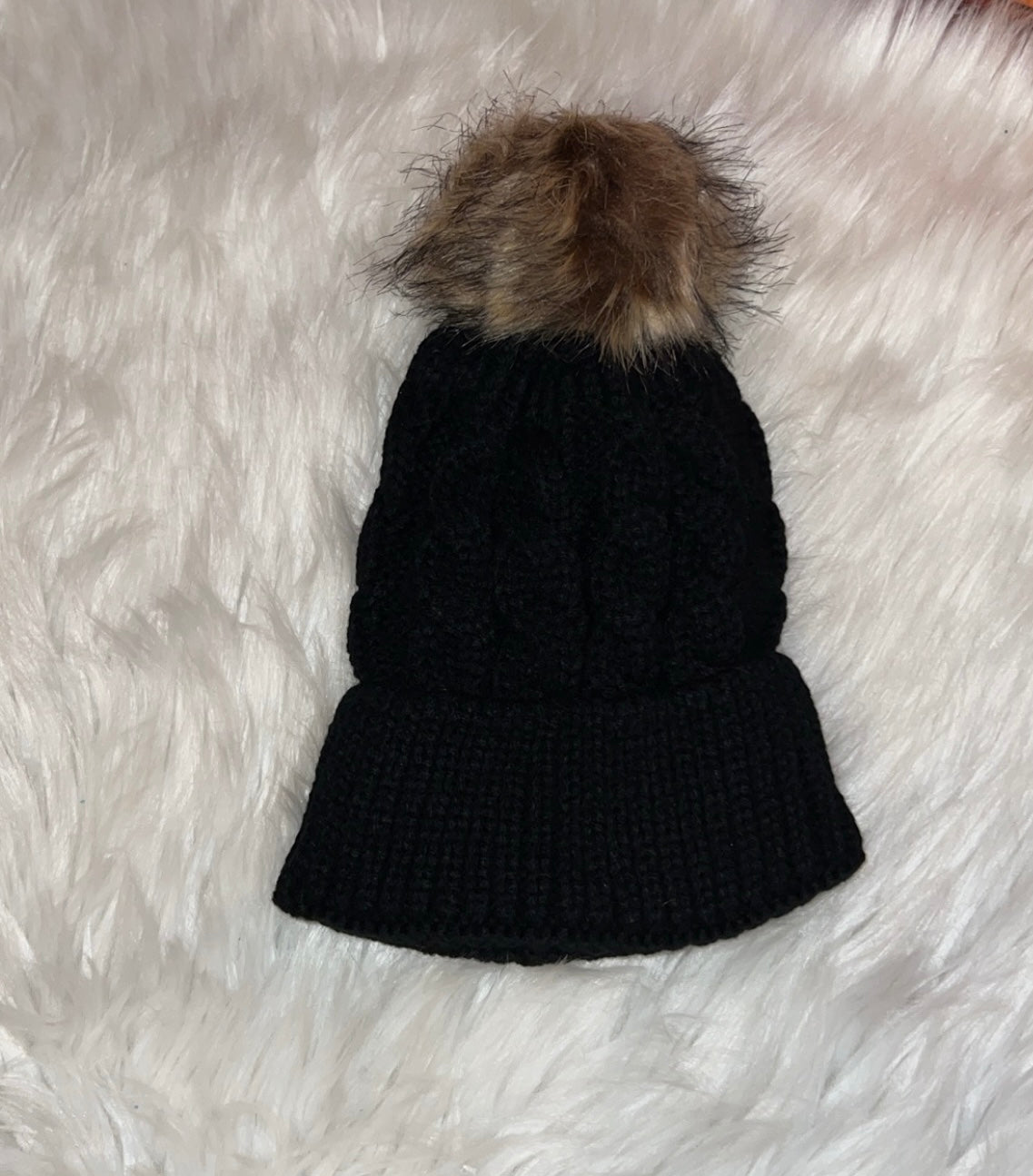 Black Beanie with Pom