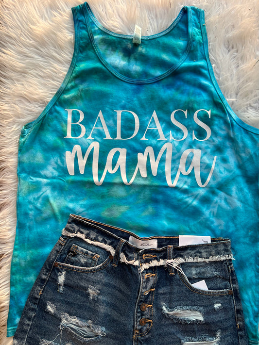 Badass Mama Blue Tie Dye Tank