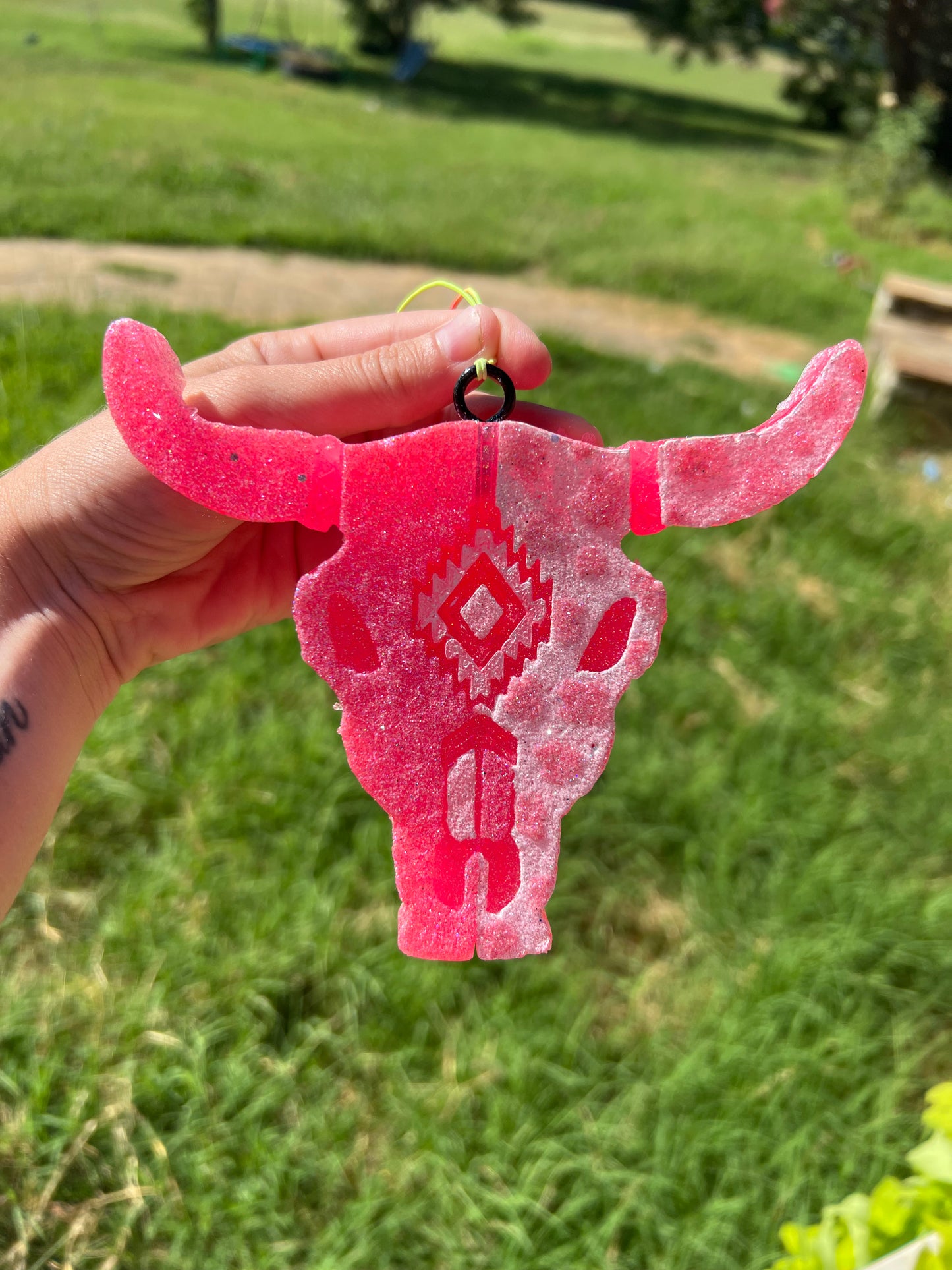 Pink Bull Skull Freshie