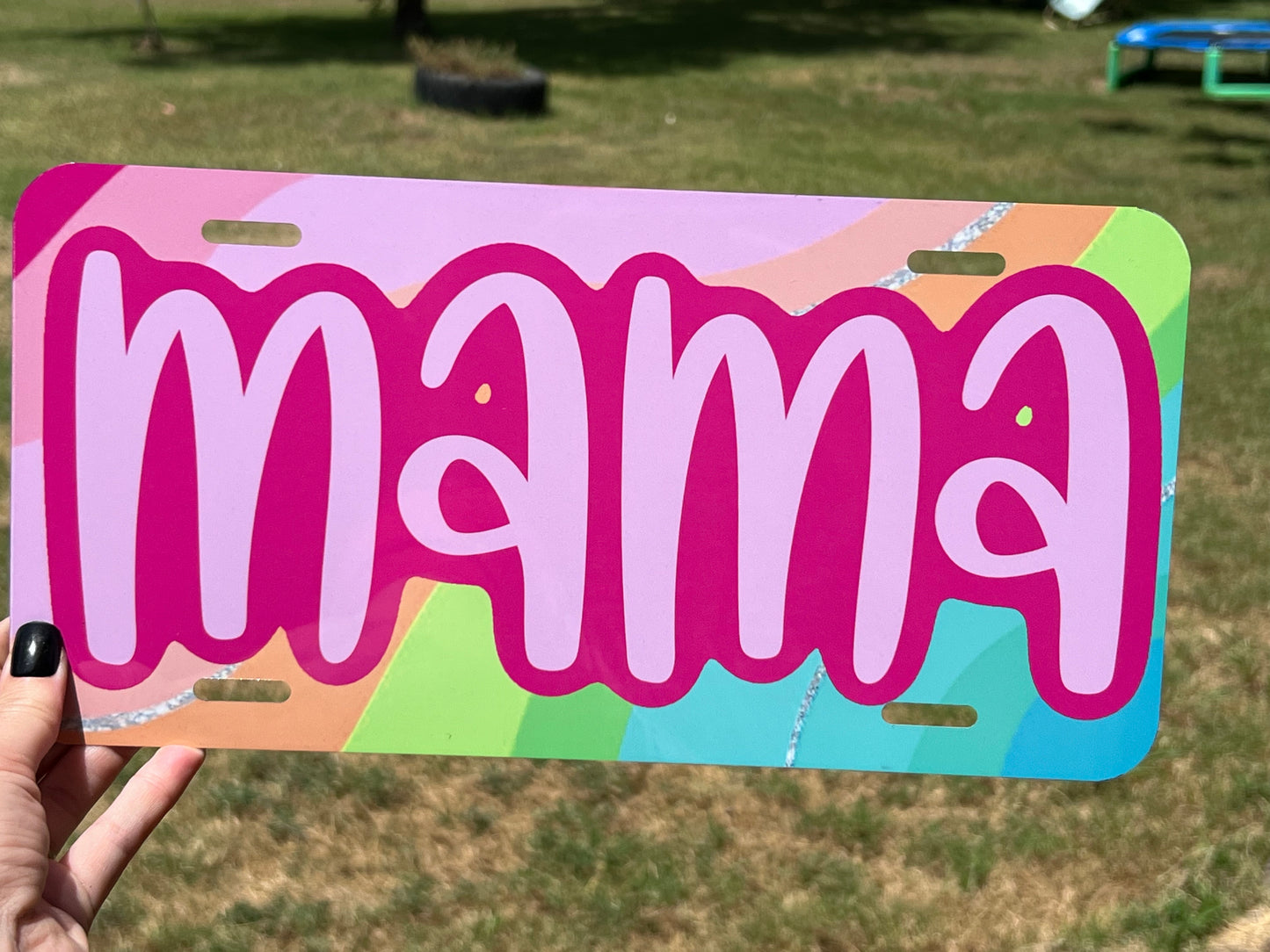 Colorful Mama License Plate