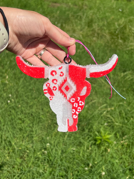 Red/White Bull Skull Freshie