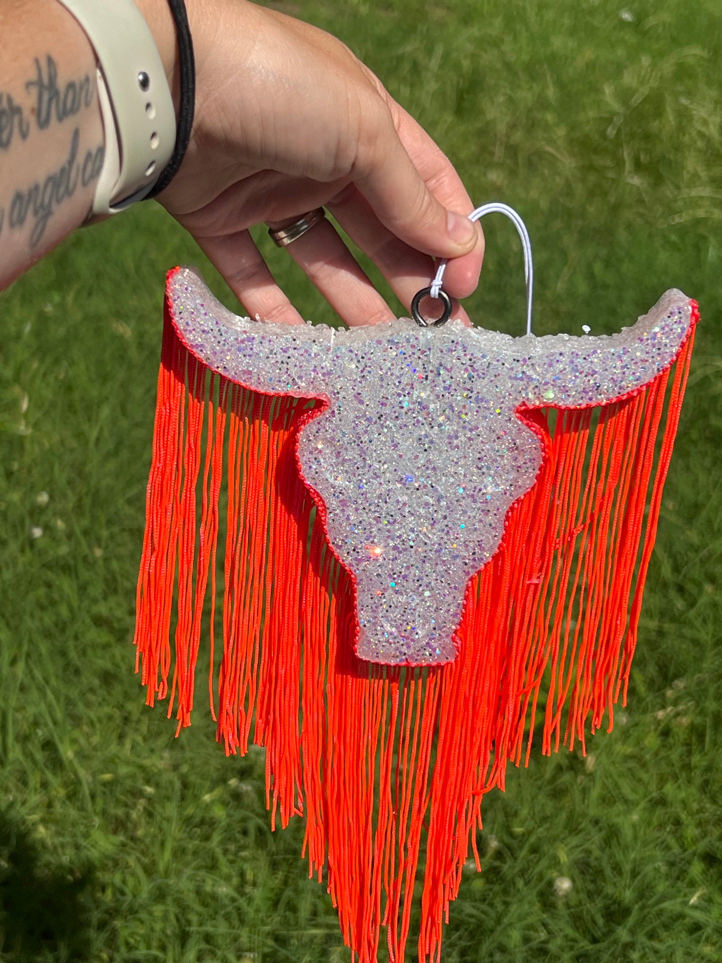 Bull Skull Freshie with Fringe