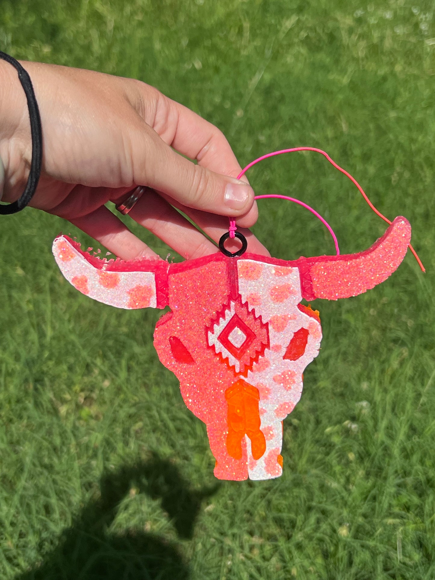 Orange/Pink Bull Skull Freshie