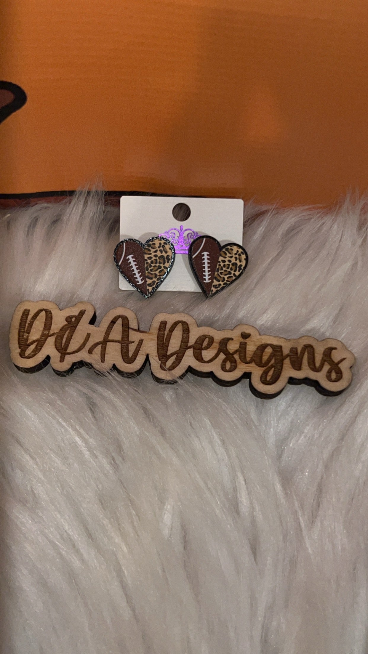 Heart Football / Leopard Earrings